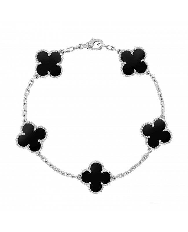 Bratara Van Cleef & Arpels Alhambra Silver Onyx